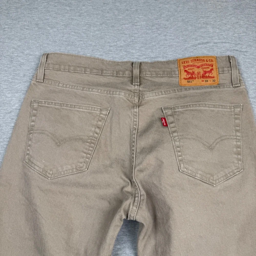 Levis 511 Slim Fit Pants Mens 33x32 Tan Khaki Stretch Cotton 04511-5878